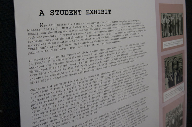 Part of the new exhibit at W.W. Hagerty Library highlighting the role of young people during the civil rights movement in the 1950s and 1960s.
